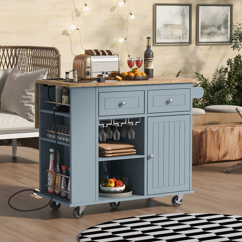 Wayfair kitchen island with wine rack on sale